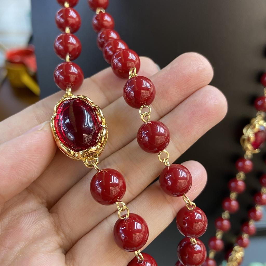 10Mm Beads Super Long Stacked With Glazed Necklace Long Light Luxury