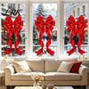 Christmas Window Clings Static Glass Sticker, Theme Bow Pattern Print, Removable Decorative Electrostatic PVC Film for Home And Store Doors