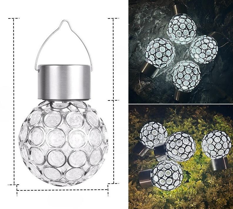 Outdoor Solar LED Hanging Lantern Waterproof Hollow Out Ball Lamp for Garden Yard Patio Balcony Pathway Outdoor Decor Lighting