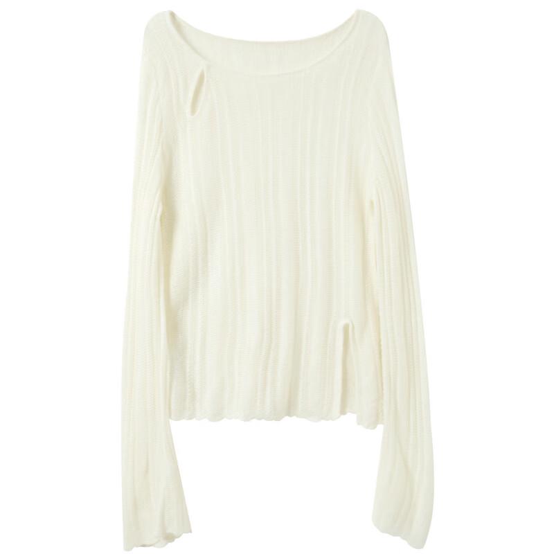 Sancai Dámský texturovaný pletený svetr s výřezy a rozparkem