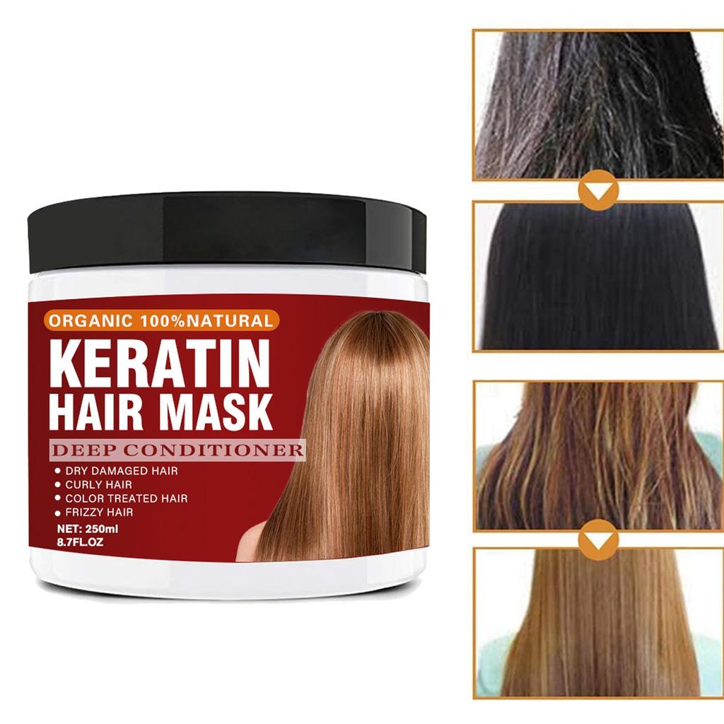 Keratin Hair Mask, DeepDamaged Hair , 250ml Hair Mask, Suitable For Dry And Damaged Hair, Natural Deep Conditioner Moisturizing Hair Mask