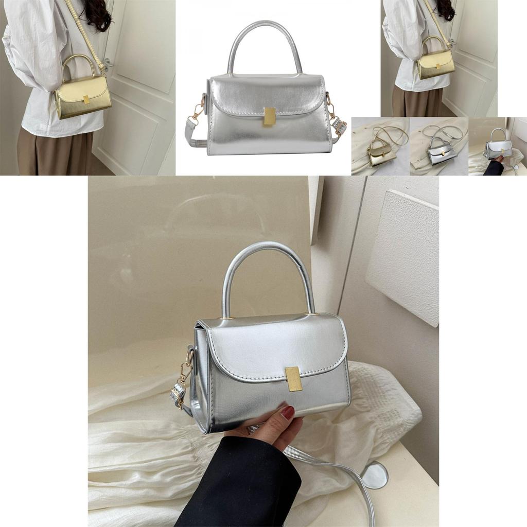 Chic Street Style Small Box Bag For Women Gold And Silver Handbag