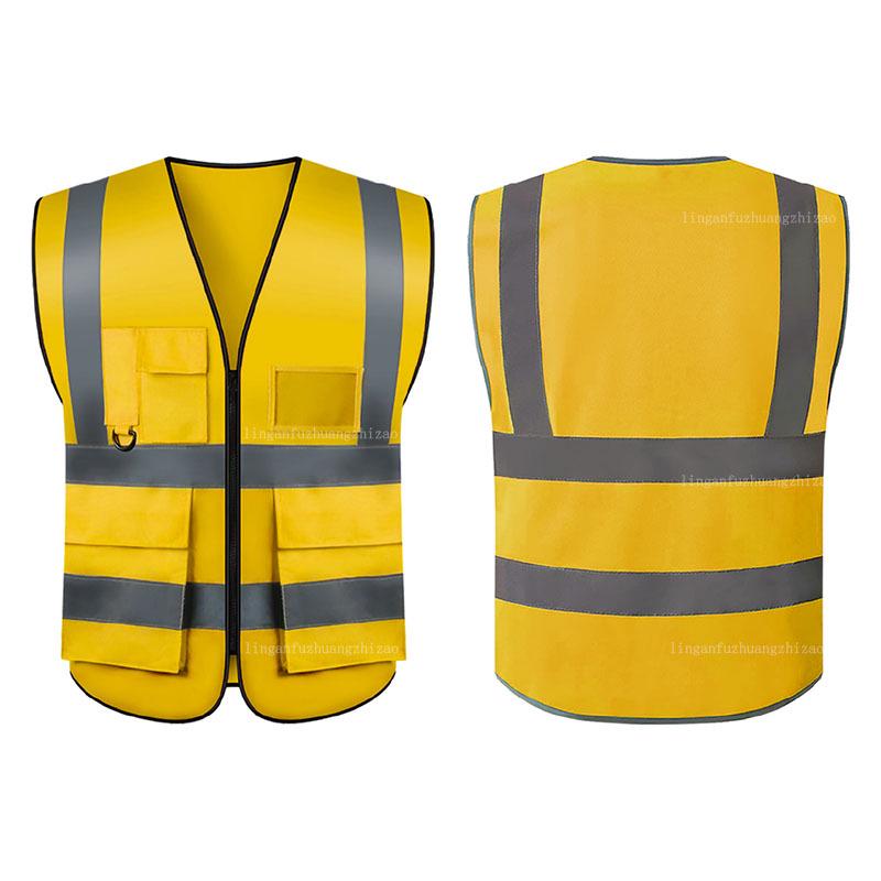 Multi-Pocket Reflective Vest for Sanitation & Construction with Printing