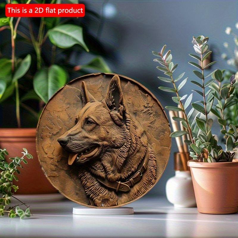 2D Flat 20*20cm1pc German Shepherd Wooden Wall Art Decor, Weather-Resistant Outdoor Indoor Sign, Lifelike Dog Design Decor, Pre-Drilled for Easy