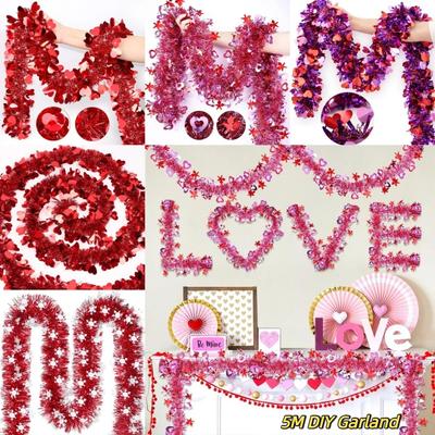 Love Sequins Heart Tinsel Garland 5M Hanging Decor Colorful Valentines Garland  Wedding Anniversary