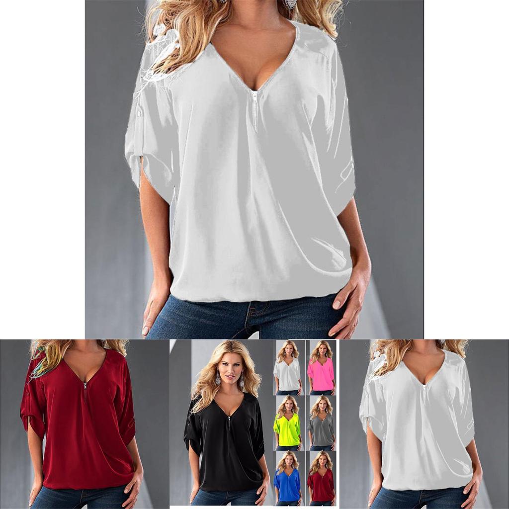 Relaxed Fit Polyester Long Sleeve Vneck Shirt For Women With Spliced Pattern Perfect For Spring