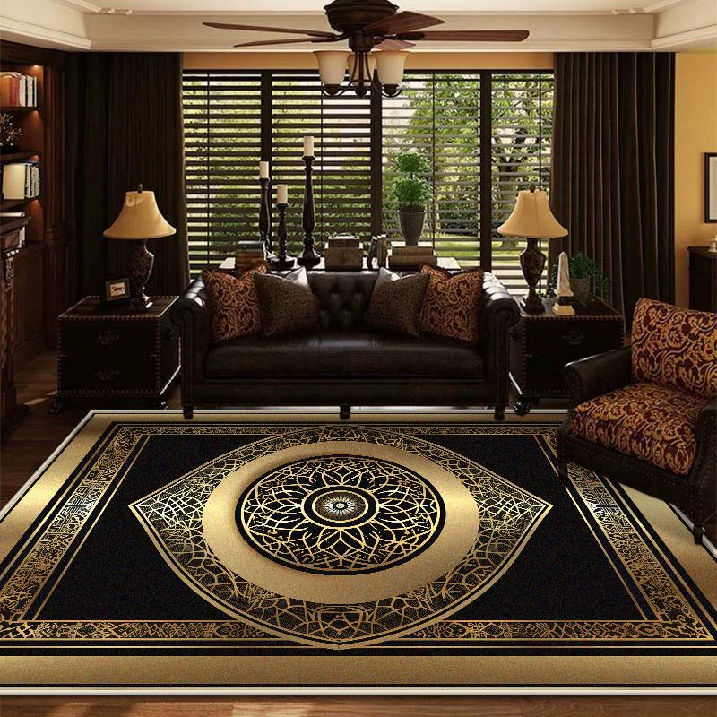Black Golden Living Room Carpet Luxury Home Decoration Cup Large Area Rugs 200x300 Bedroom Lounge Non-slip Washable Floor Mat