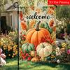 2D Flat, 2D Flat Autumn Welcome Maple Leaf Pumpkin Thanksgiving Garden Flag (2)- Outdoor Garden Flag Double-sided Home Decoration Courtyard Decoration