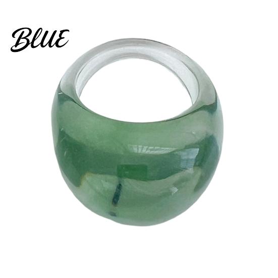 Retro Ring Jelly Texture Finger Ring Transparent Resin Round Layered