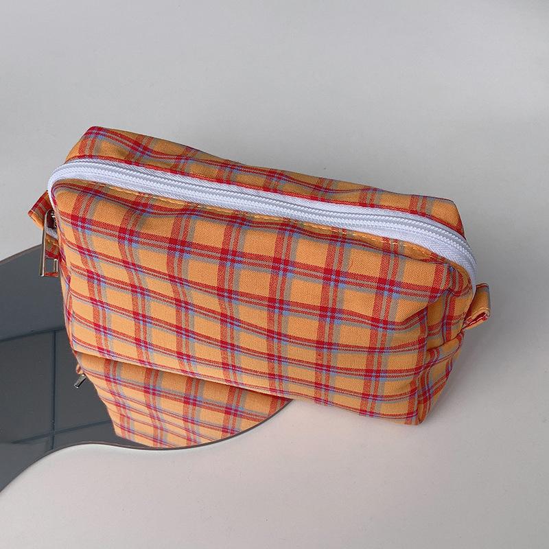 Sweet Cute Color Retro Plaid Cosmetic Bags Pencil Case Large Capacity Portable Girly Storage Bags Makeup Pouch Toiletry Bag Gift