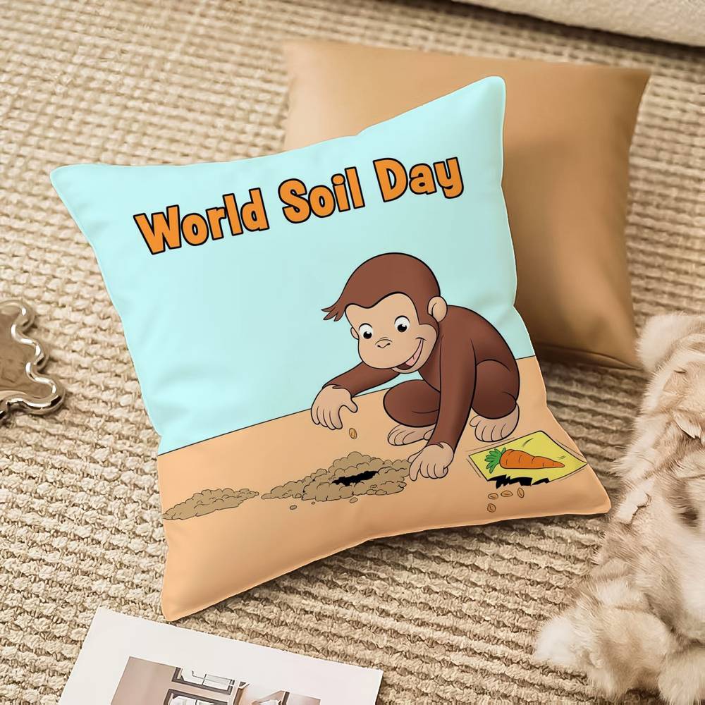 Curious G-George Cartoon Pillow Case Anti-dustmite Invisible Zipper Sofa Bed