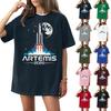 Damen Modisches Lässiges Kurzarm-T-Shirt mit Aufdruck Rundhals-Top