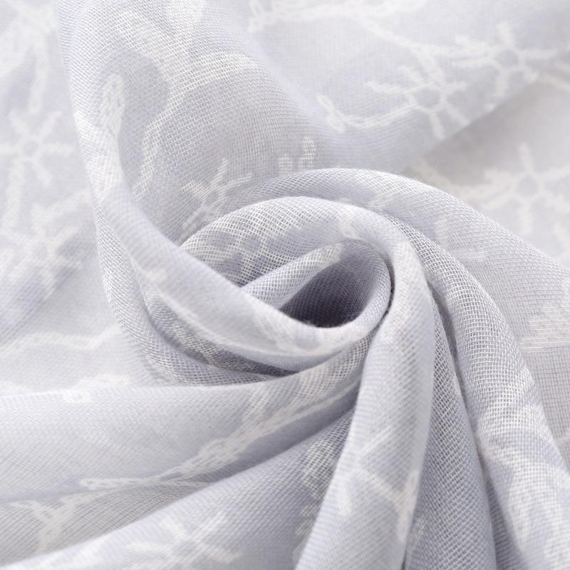 Scarf Silk Scarf Plain and Elegant Light Color Intellectual Printing Soft Sunscreen Thin Fringed Shawl Women