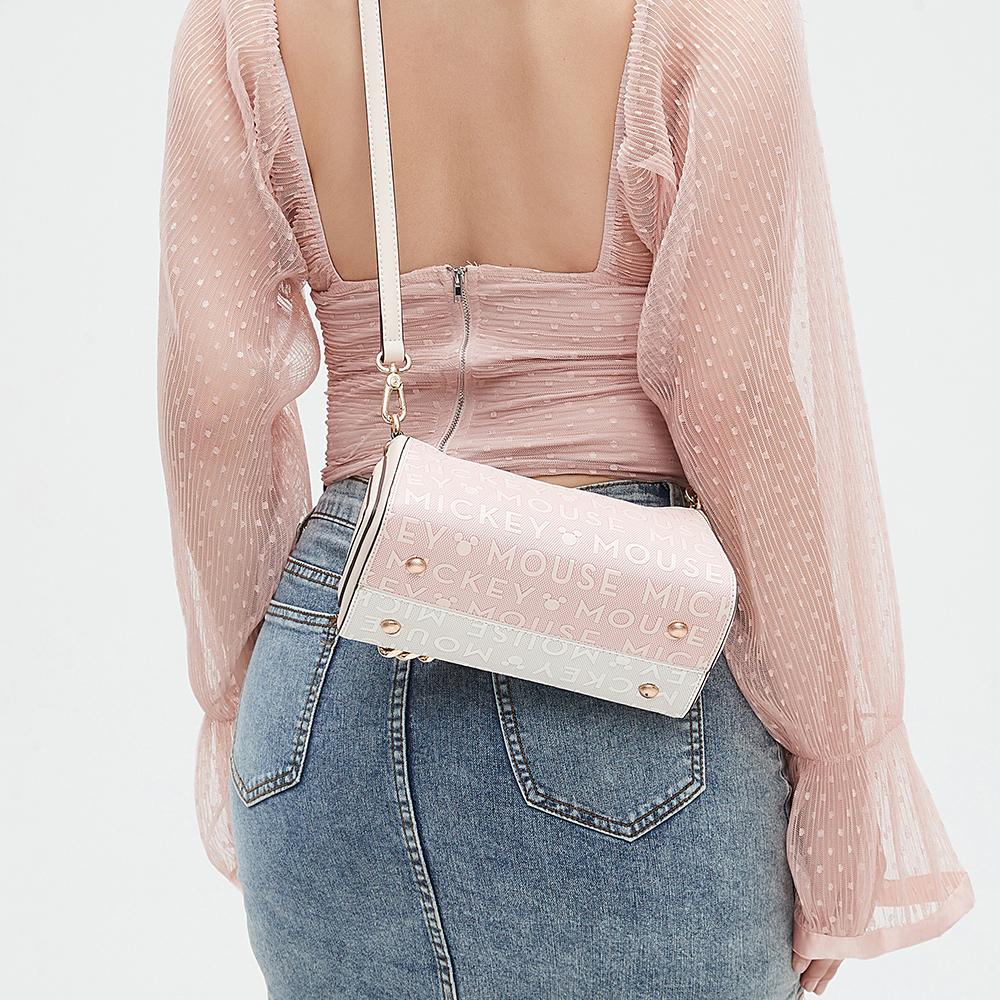 New Disney Mickey Series PU Crossbody Bag, Shoulder Bag, Portable Shoulder Bag Regular Women's Pink White BMK-71669P