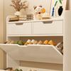 2-Tier Wooden Shoe Organizer Cabinet W/ Flip Drawers Free-Standing Shoe Cabinet Space Saving Slimming Shoe Rack for Home Hallway