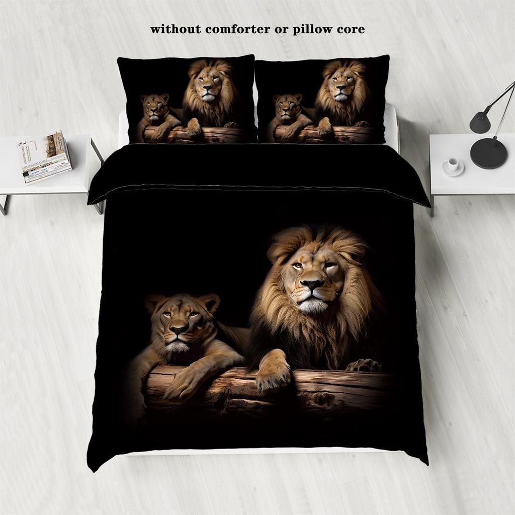 3D Digital Star Lion Polyester Three-Piece Quilt Cover Bedding Quilt Cover Pillowcase