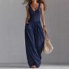 Women's Jumpsuits & Rompers - Summer Women V-neck Button Pocket Jumpsuit Casual Sleeveless Romper for Daily