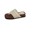 Slope Heel Square Head Temperament Toe Flip-flops Shoes Women's 2025 New Summer Skirt Retro Vacation Beach Sandals