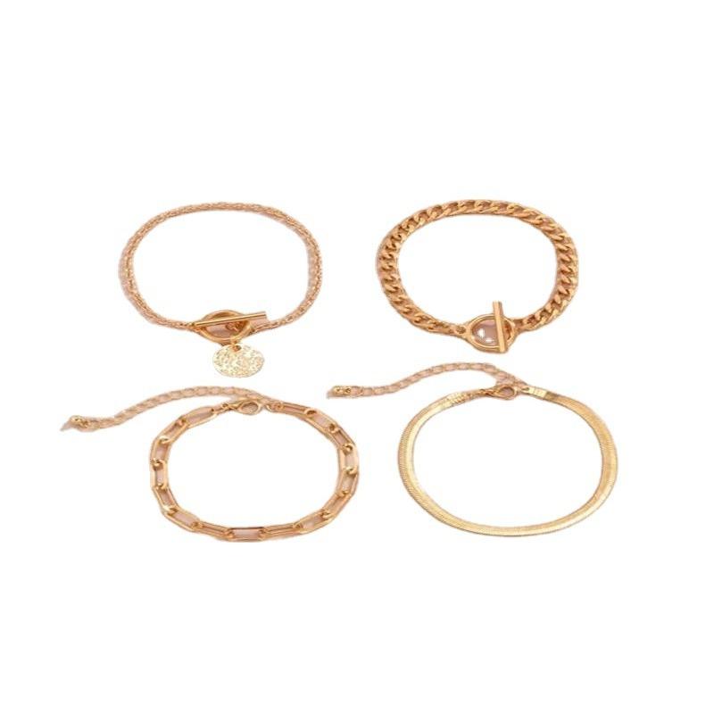 Meier European and American popular jewelry simple multi-layer metal chain OT buckle bracelet, bohemian fashion layered bracelet