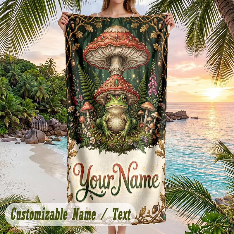 Forest Nature Theme Beach Towel Personalized Custom Name & Text Soft Quick Dry Beach Towel for Swimming Travel