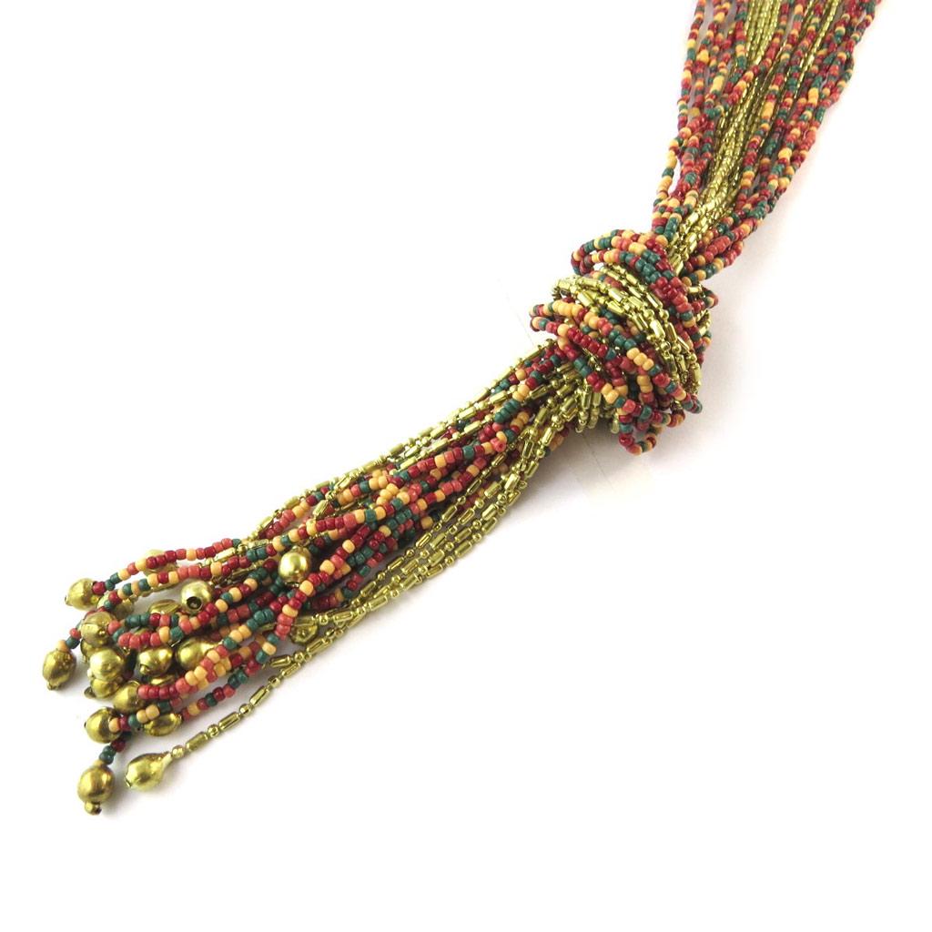 Les Trésors De Lily [N8808] - Long Necklace 'Kilimanjaro' Red Green Gold