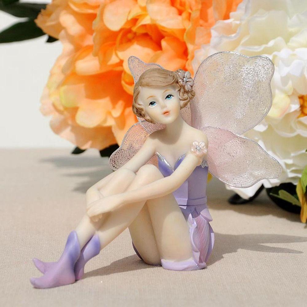 Resin Fairy Girl Miniature Winged Angel Flying Miniature Crafts Flower Fairy Figurine  Desktop 4