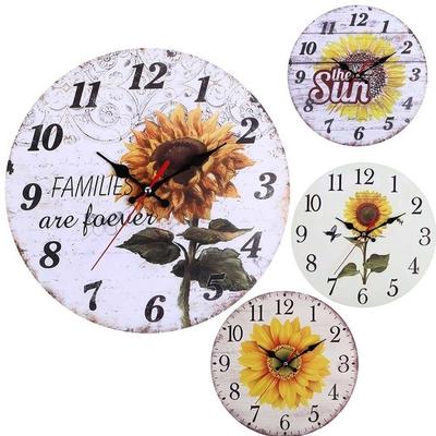 Modern Sunflower Wooden Wall Clock Decorative for Living Room Kitchen Bedroom Bathroom Home Office Decor