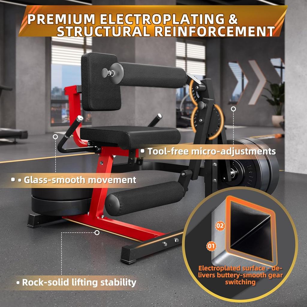 YODOLLA Beinstrecker & Beinkurbler Maschine, Robuste verstellbare Plate Loaded Ausrüstung für das Oberschenkeltraining im Heim-Fitnessstudio