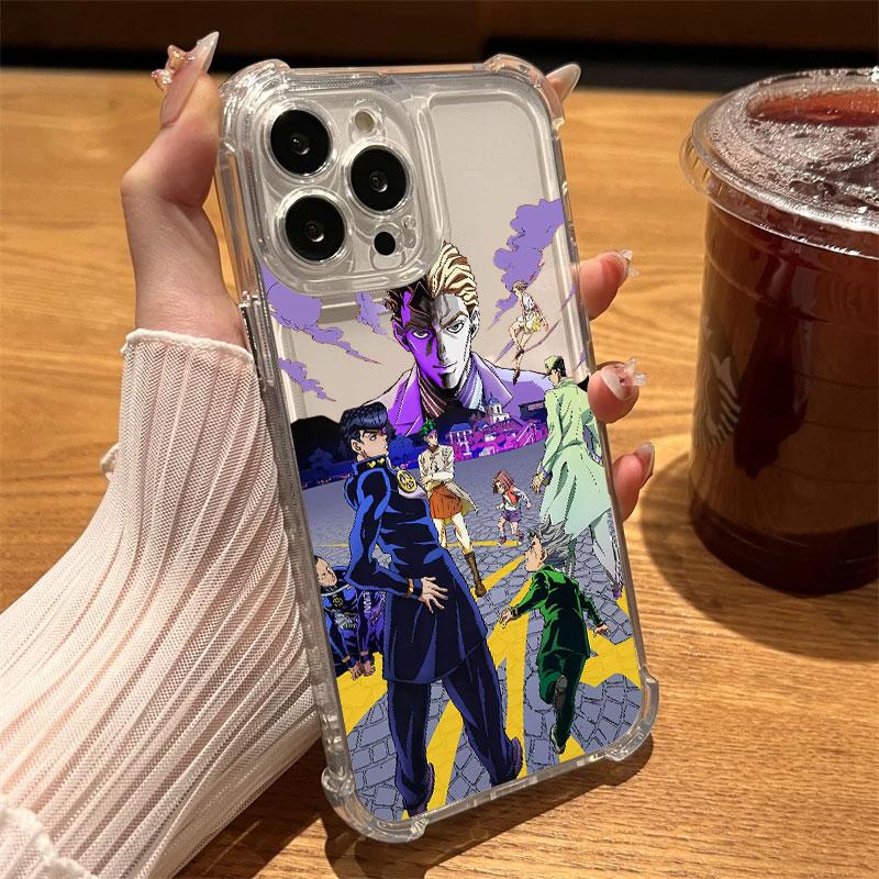 J-JoJo's Bizarre Adventure Four Corner Anti Fall Airbag Case for iPhone 17 Air 16 15 14 Plus 13 12 11 Pro Max XS Max X XS Cover