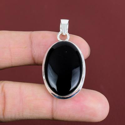Black Onyx Pendant Original Gemstone Handmade Pendant 925 Sterling Silver Pendant Very Pretty Black Onyx Jewelry Decent Pendant Gift For Her