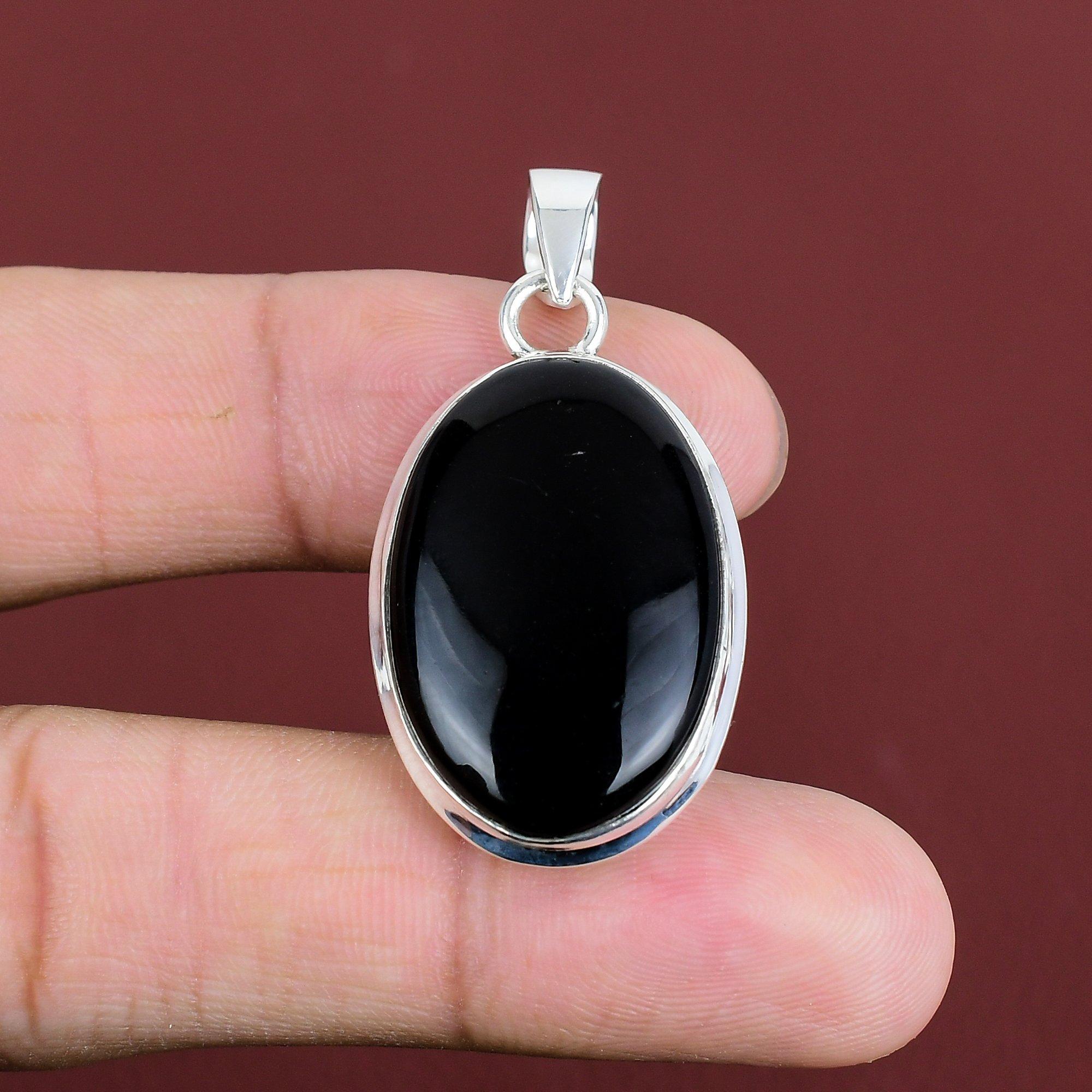 Black Onyx Pendant Original Gemstone Handmade Pendant 925 Sterling Silver Pendant Very Pretty Black Onyx Jewelry Decent Pendant Gift For Her