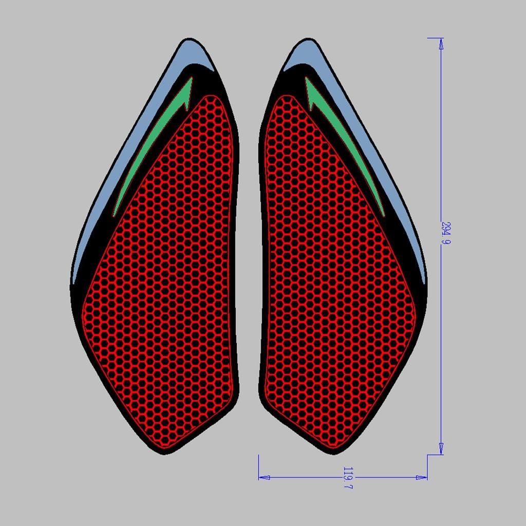 AUSHOOL Motorcycle Tank Motorcycle Tank Protector Tank Traction Pad Compatible with Kawasaki Pad, Rubber, Pad, ZX-6R (2024) (Green)