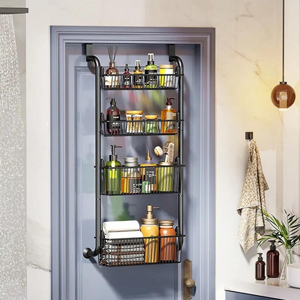 4 Layers Over Door Storage Rack Hanging Storage Basket New Rear Door Hook Shelf  Wardrobe Storage