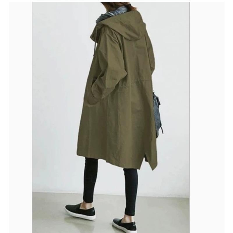 Women's Fashion Casual Solid Color Print Autumn Winter Long Sleeve Hooded Jackets & Coats