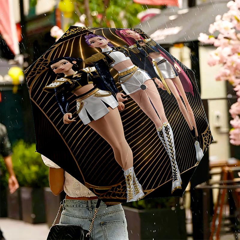 KPop Demon Hunters Print Umbrella Automatic Opening/ Closing - Portable Foldable Design - Daily Use for Travel/Outdoor - Gift for Birthday