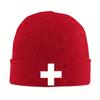 Neue Schweizer Flagge Mützen Modekappen Unisex Erwachsene Outdoor Sport Strickmütze Herbst Winter Muster Elastische Mütze