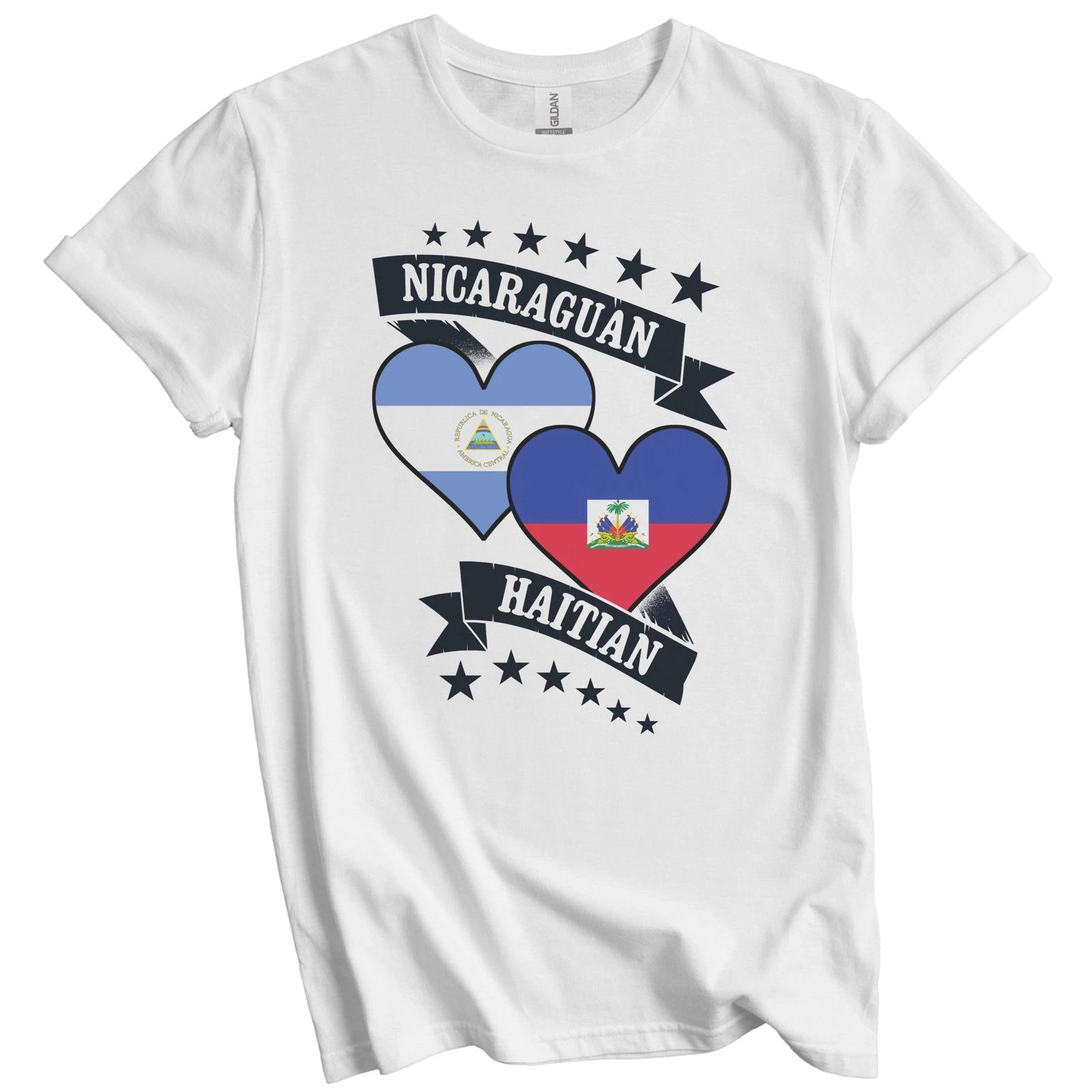 Nicaraguan Haitian Heart Flags Nicaragua Haiti T-Shirt 2XL