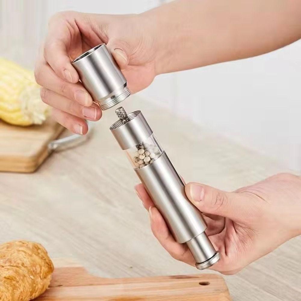 Thumb Push Button Pepper Grinder Stainless Steel Thumb Push Grinder Barbecue Seasoning