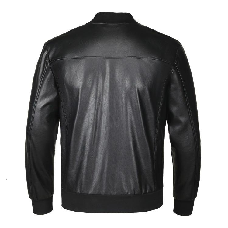Du Jiabang Herren Jacke mit Stehkragen aus Kunstleder - Herbst/Winter, Schlanke Passform, Reißverschluss, Unifarben, Trendiger Business-Stil.