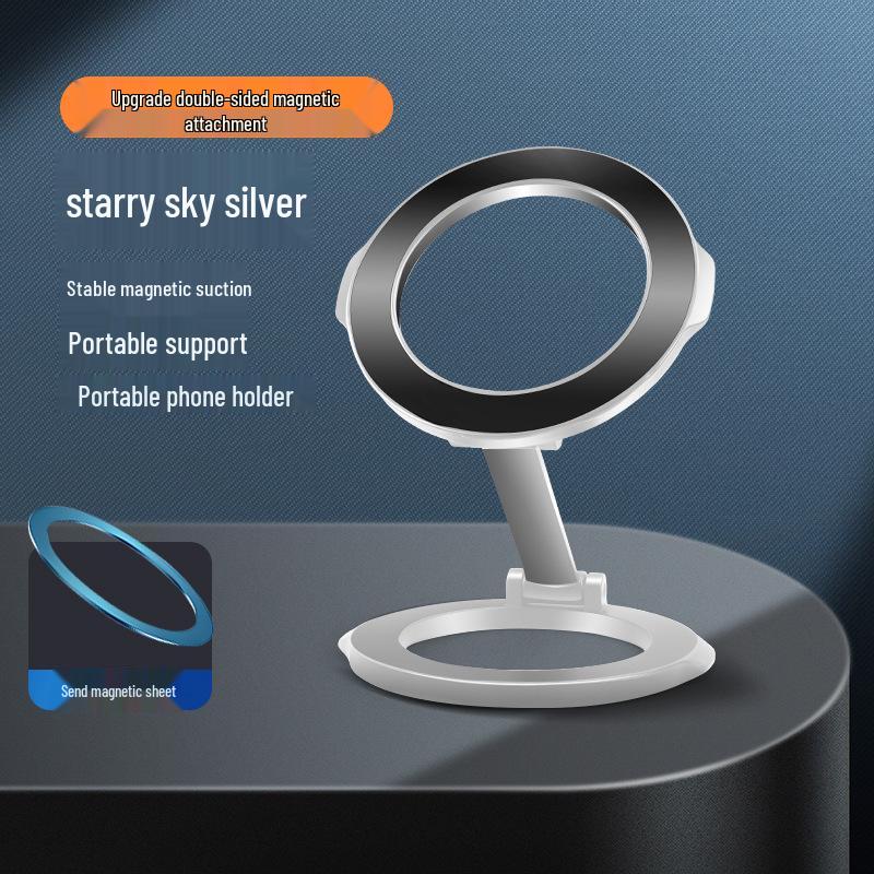 Dwustronny Magnetyczny Uchwyt na Telefon MagSafe i Pierścień - Całkowicie Metalowy Stojak Biurkowy
