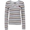 Women's Retro Color Block Striped V-Neck Knit Sweater
