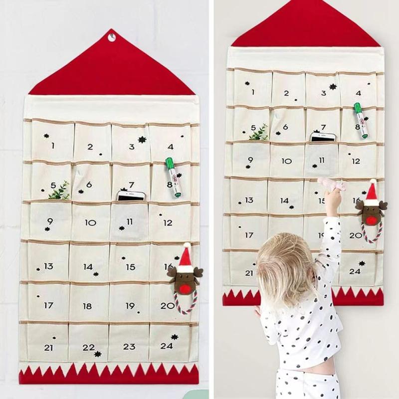 

Рождественская сумка для хранения, 24 кармана, рождественский календарь обратного отсчета, настенная сумка для хранения, праздник