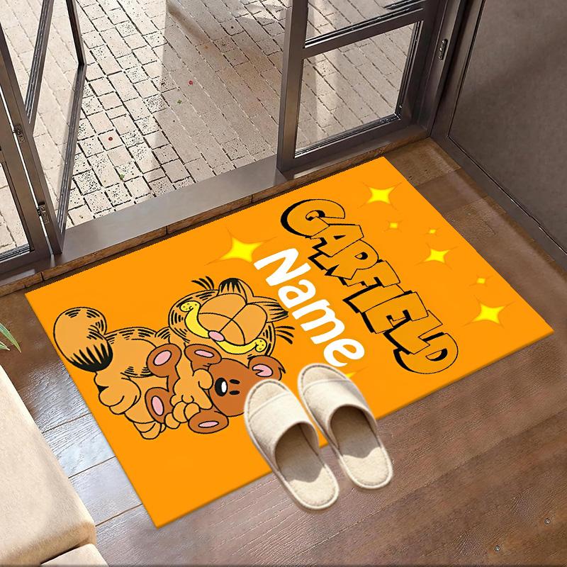 Custom Name Personalized Garfield Print Carpet, Versatile Home Decor Rug, for Playroom, Apartment, Balcony, Entryway, Hallway Gift