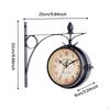 2 Sided Wall Clock Hanging Metal Creative Art Ornament Classic Home Decor for Bedroom Patio