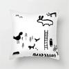 Office Sofa Car Cushion Cover Cartoon Black and White Simple Line Printing Luxury Home Decoration Pillow Cover