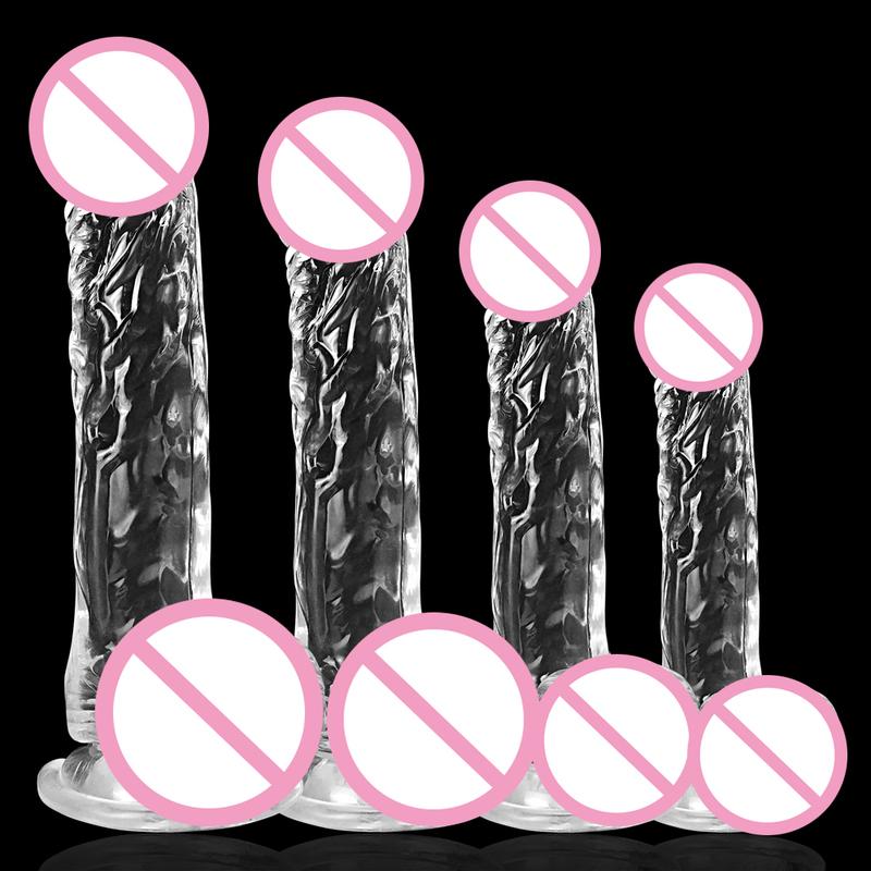 Realistic Soft Dildo for Women Beginner Transparent Penis with Strong Suction Cup Hands-Free Play for Adult Sex Masturbator