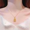 18K Gold Copper-Plated Gourd Necklace for Women - Luxury Rotatable Fu Lu Pendant for Good Luck