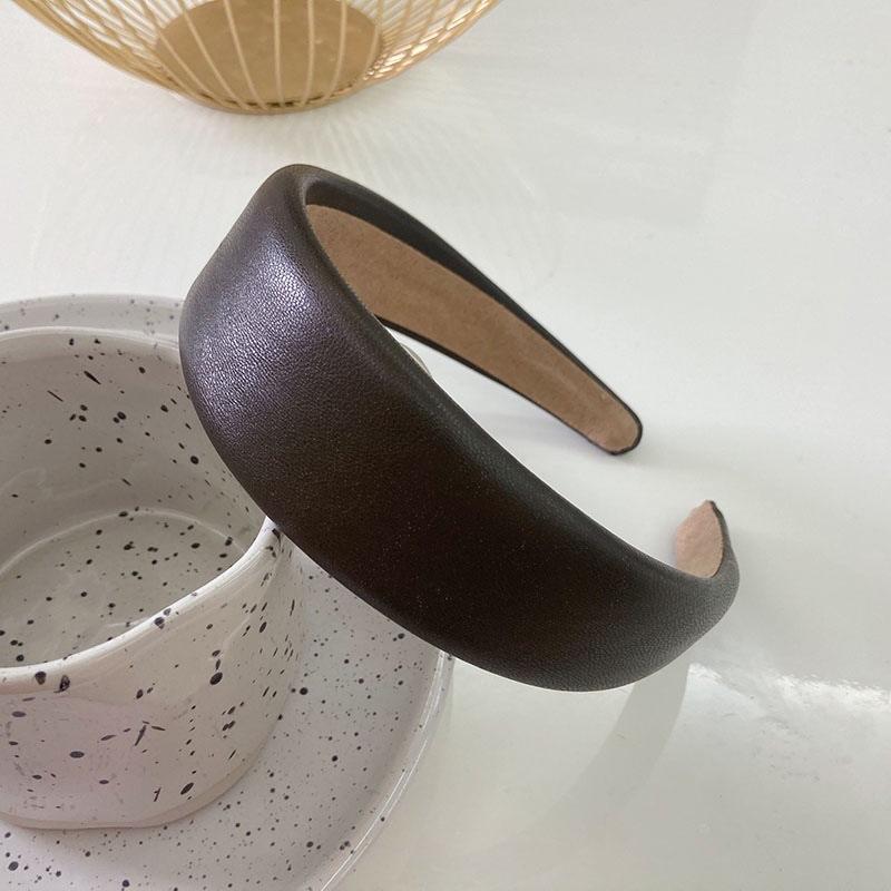 Vintage PU Leather Headbands Hairbands Women Girls Solid Wides Spong Thick Hair Hoops Hair Bands Bezel Fashion Hair Accessories