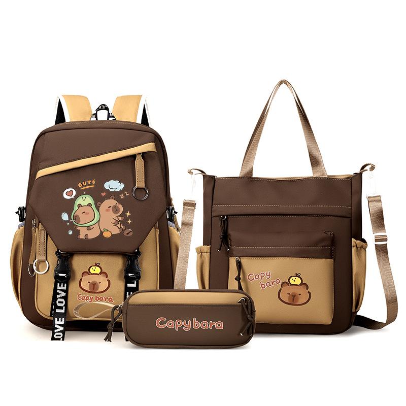 Capybara Schoolrugzak Kinderen Schooltassen Set Casual 3 stuks Daypack Tieners Meisjes Schoudertas Boekentas Schooltas Kinderrugzak