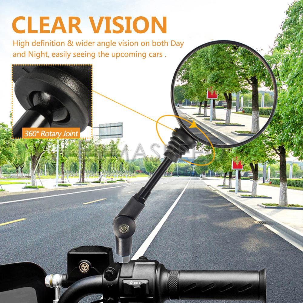 Universelle runde Motorradspiegel, 10 mm, faltbar, ATV-Rückspiegel, 360° verstellbar, Lenker, Roller, Dirt Bike, Seite